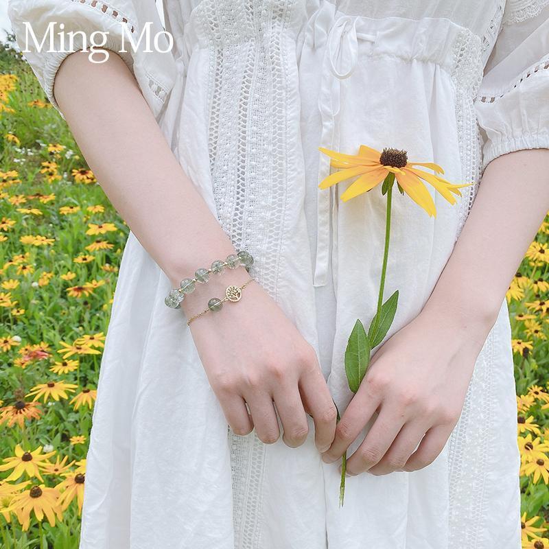 绿幽灵转运珠手链女ins不掉色旺事业简约森系草莓晶月光石朱砂石 生命之树[14k包金]