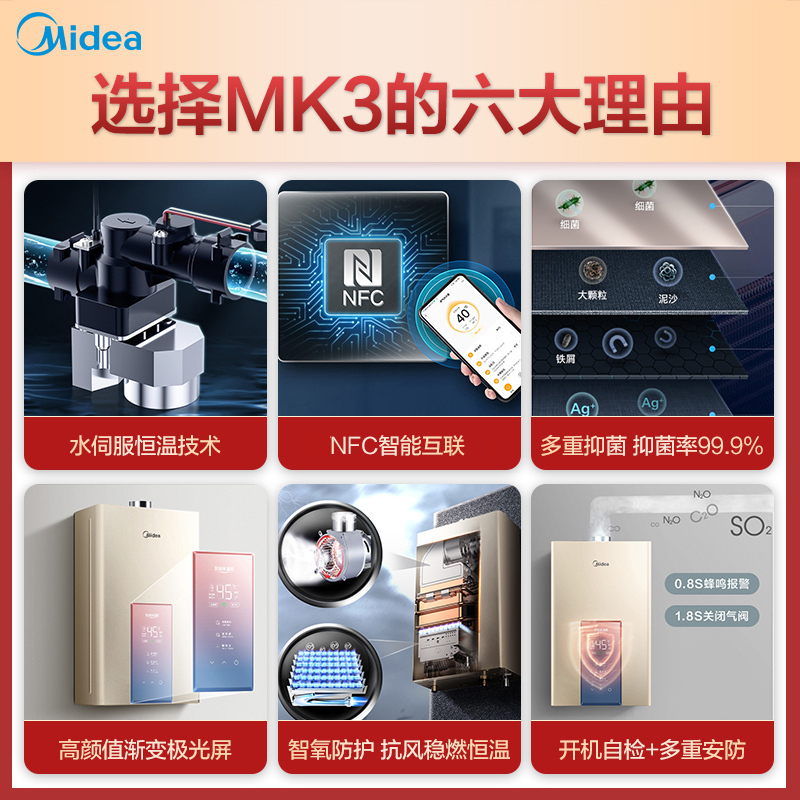 美的(Midea)20立方侧吸式油烟机灶具热水器套餐抽烟机智能挥手烟灶热套餐JSN2+Q217B+MK3天然气