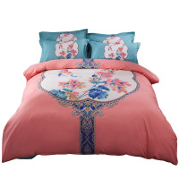 天琴富安娜四件套 斜纹全棉活性印花套装(床单/被套/枕套*2)家用纯棉四件套