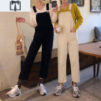 SUNTEK150小个子牛仔裤女直筒chic春季高腰显瘦八分裤可爱日系背带裤潮牛仔裤