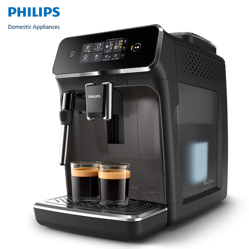 飞利浦(Philips) 黑珍珠Plus咖啡机 意式全自动家用现磨咖啡机办公室奶泡系统触控屏 EP2124/62