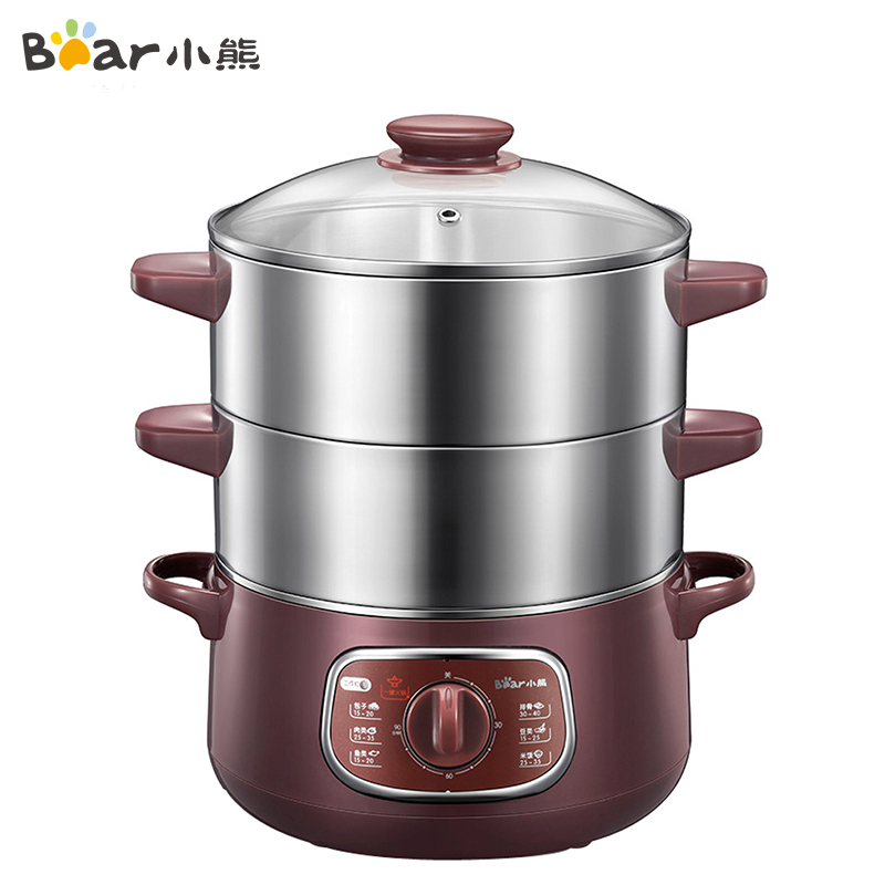 bear/小熊多功能电蒸锅dzg-d80a1双层旋钮式定时不锈钢电蒸锅