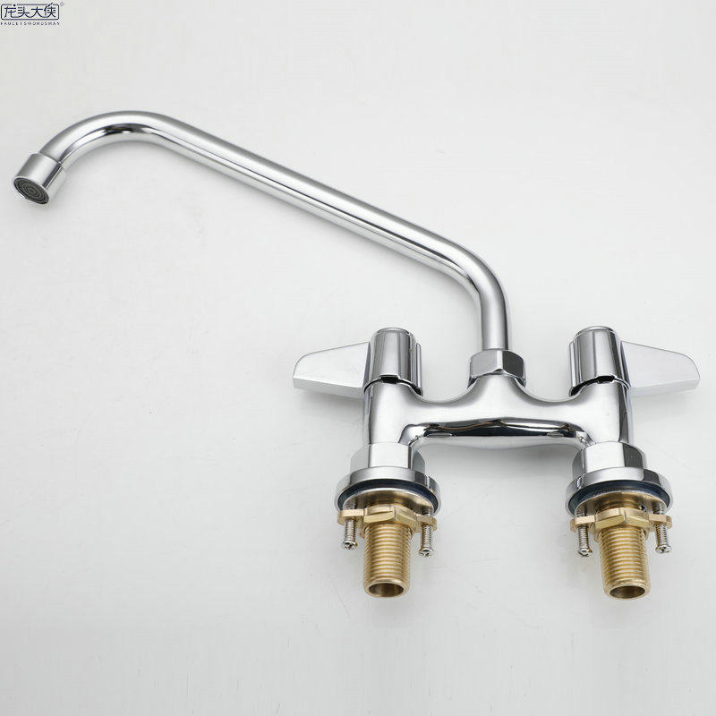 全铜酒店专用星盆冷热水龙头 商用龙头3号 20厘米安装孔距铜龙头高清大图