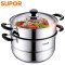 苏泊尔(SUPOR)好帮手304食品级不锈钢双层复底蒸锅可视玻璃易清洗炉灶通用 SZ28B5 送隔热手套、碗碟夹或汤勺