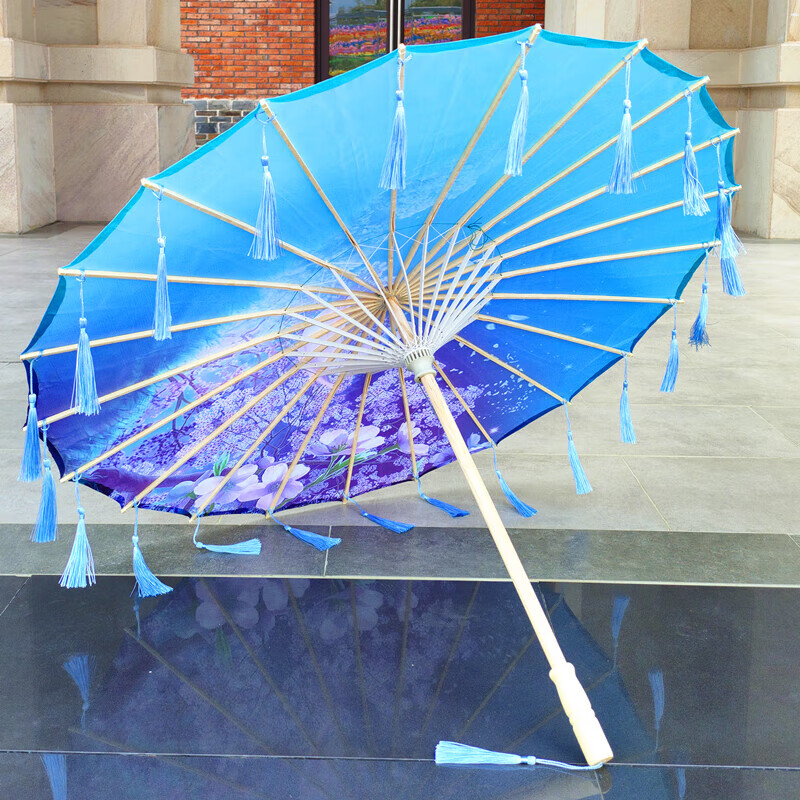 油纸伞女古风舞蹈走秀演出古装伞汉服花伞流苏伞防雨防晒儿童高清大图