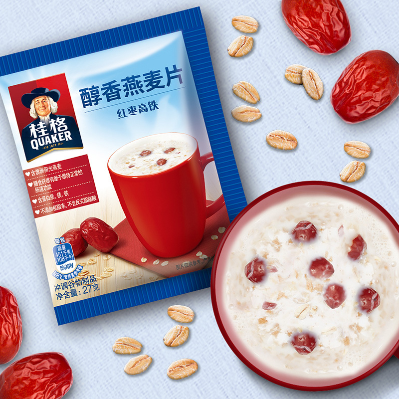 桂格(QUAKER)袋装醇香燕麦片红枣高铁27克*25包
