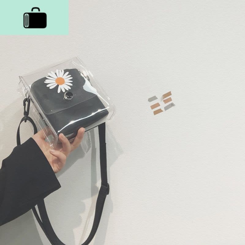 网红ins超火小雏菊透明果冻包女2020夏天新款宽带百搭单肩斜挎包NEW LAKE女斜挎包图片