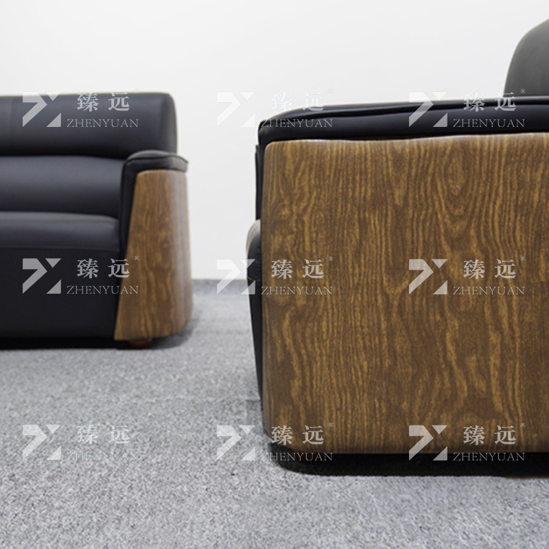 臻远 办公沙发会客接待沙发 西皮1+1+3茶几组合
