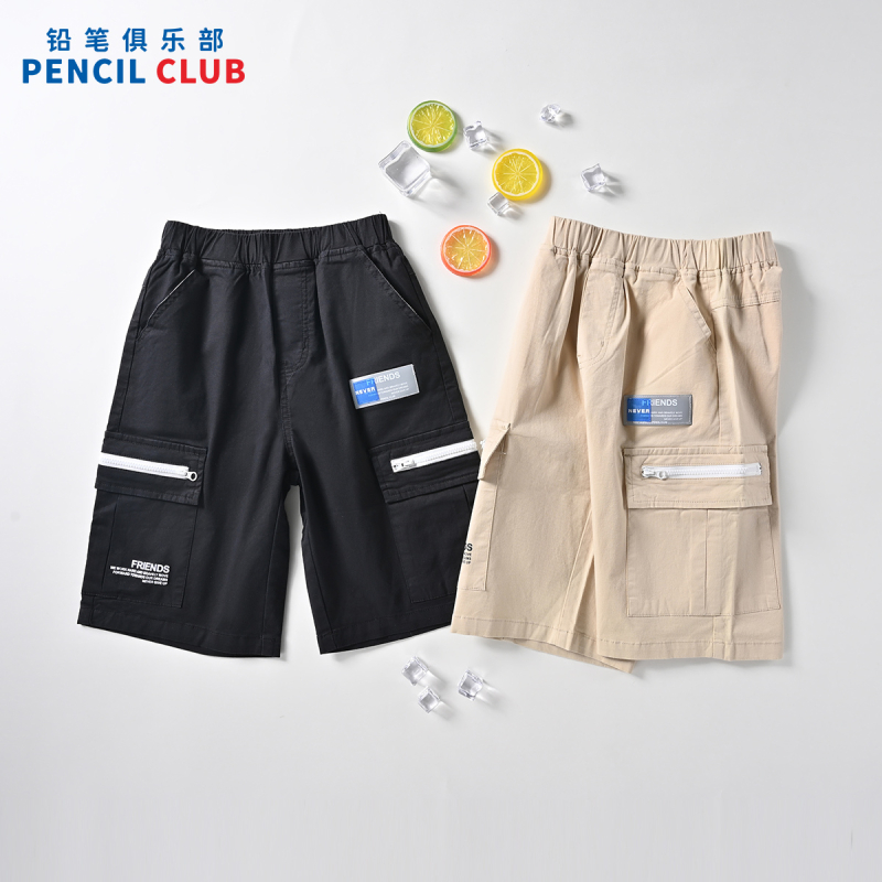 [1件3折]铅笔俱乐部童装2025夏装新款男童短裤儿童裤子中大童六分休闲中裤