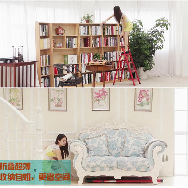 人字梯子家用折叠梯加厚室内人字梯移动楼梯伸缩梯步梯多功能扶梯 三维工匠 加厚红色三步高清大图