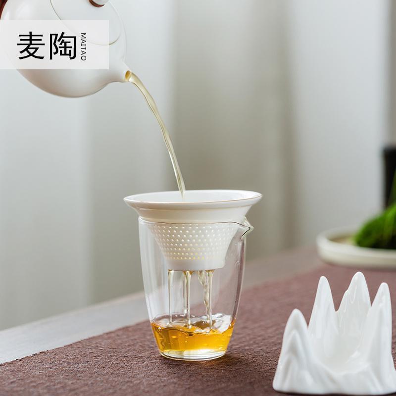 简约九色鹿玉瓷茶滤 创意陶瓷茶水过滤器茶道配件白瓷茶漏_914