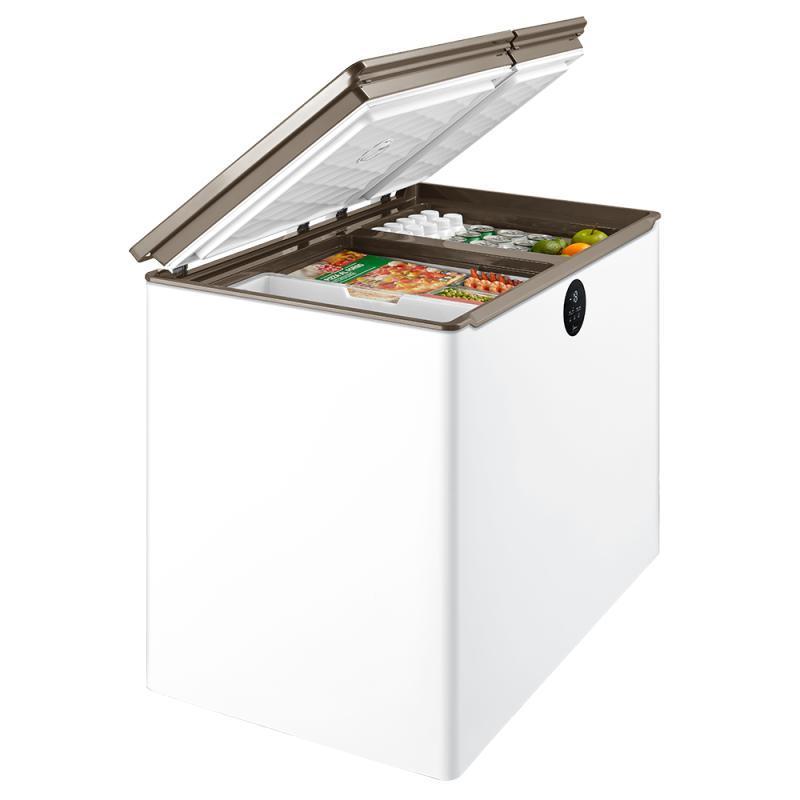 188升卧式 大眼萌白色 双开双温 净味阻霜 冷藏冷冻转换家用冰柜