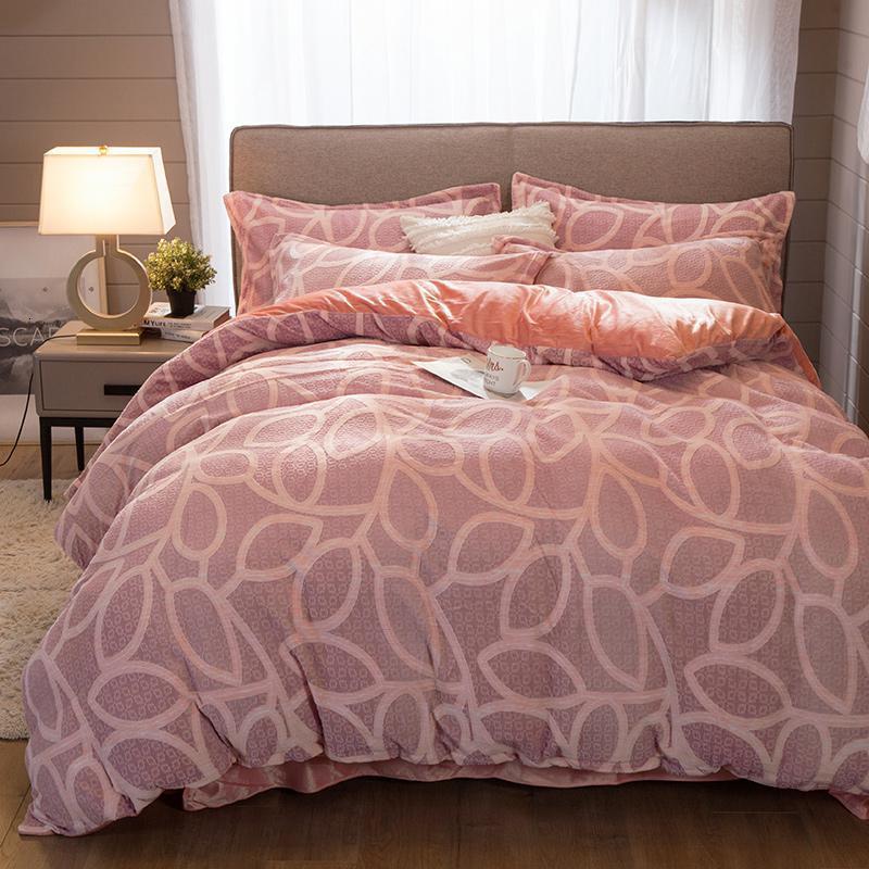 家柏饰(CORATED)加厚花微芙绒四件套保暖宿舍床上被套三件套 空灵 1.5m床【床单款四件套】【适合200*230cm被芯】