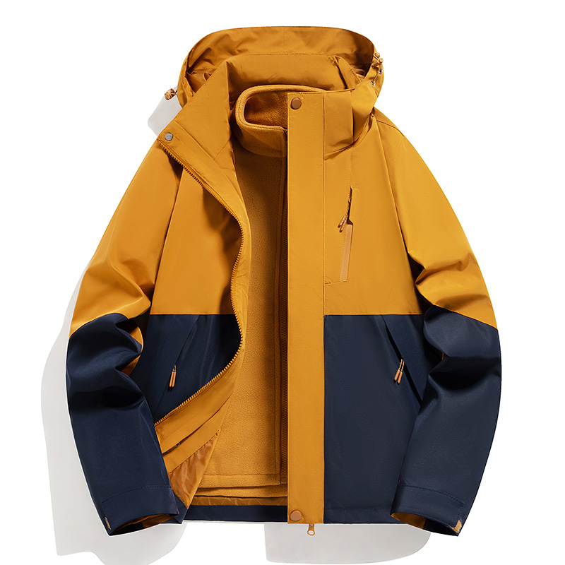 渔人船长冬季户外情侣款冲锋衣男女可拆卸防风保暖三合一两件套高清大图
