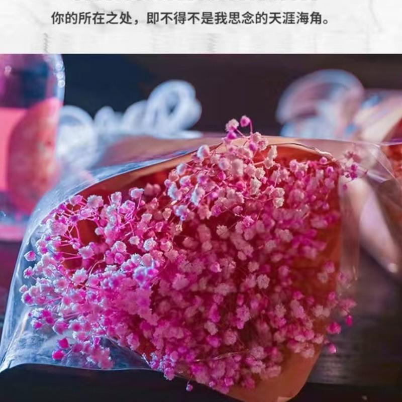 开学季满天星永生花干花花束带灯表白生日教师节礼物送朋友家人 蓝色 小花束送灯加贺卡
