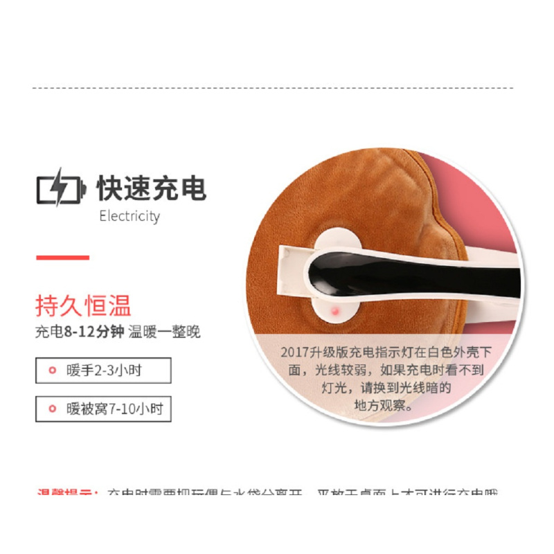 酷客(KUKE) 暖宝宝 充电已注水水电分离防爆 毛绒卡通可爱可拆洗暖手暖腰暖宫 软萌灰猫挂包