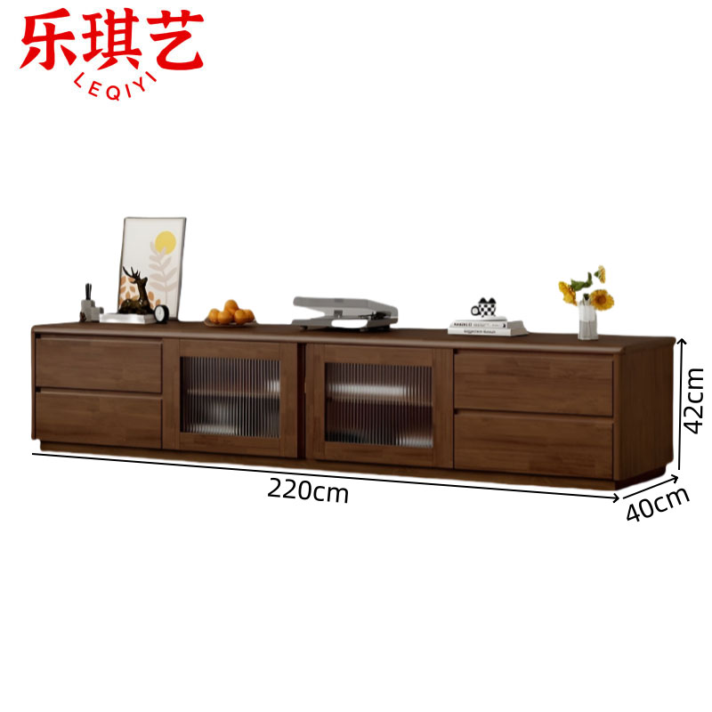 乐琪艺 电视柜 胡桃色 220*40*42cm 个高清大图