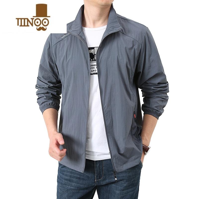 YANXU2023夏季新款男装立领无帽超薄款冰丝防晒衣男夏季外套透气防晒服高清大图