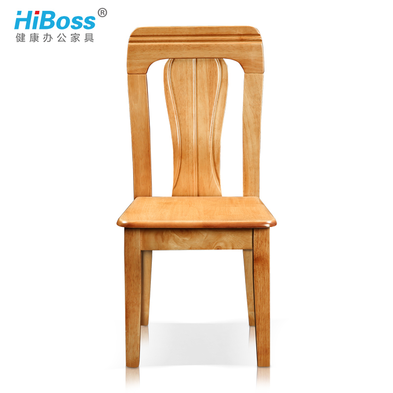 HiBoss椅子家用实木餐椅现代简约全实木靠背椅原木凳子酒店饭店办公椅子