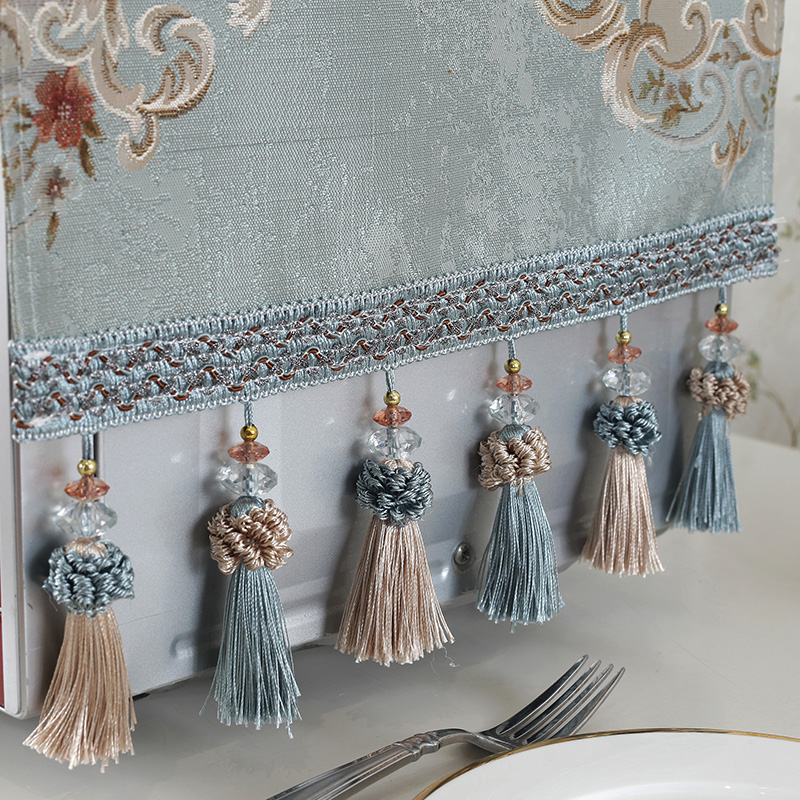 欧式微波炉罩台布防尘罩防油盖布罩子烤炉帘烤箱套布盖巾布艺防晒 舒曼尔-咖色盖布 33*100cm(尺寸基本通用)高清大图