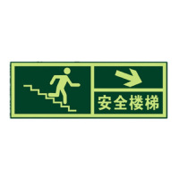 得丰标识贴 安全出口地贴夜光地贴荧光指示牌提示荧光通道牌 疏散方向 右下箭头安全楼梯5个装