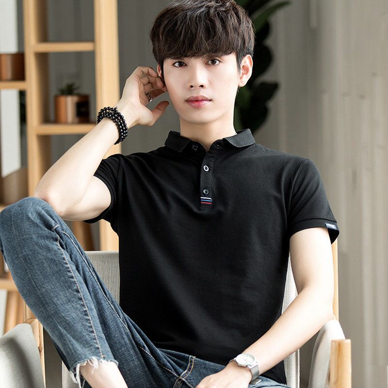 梵诗町男装polo衫夏季短袖商务休闲翻领时尚印花修身fk上衣f509