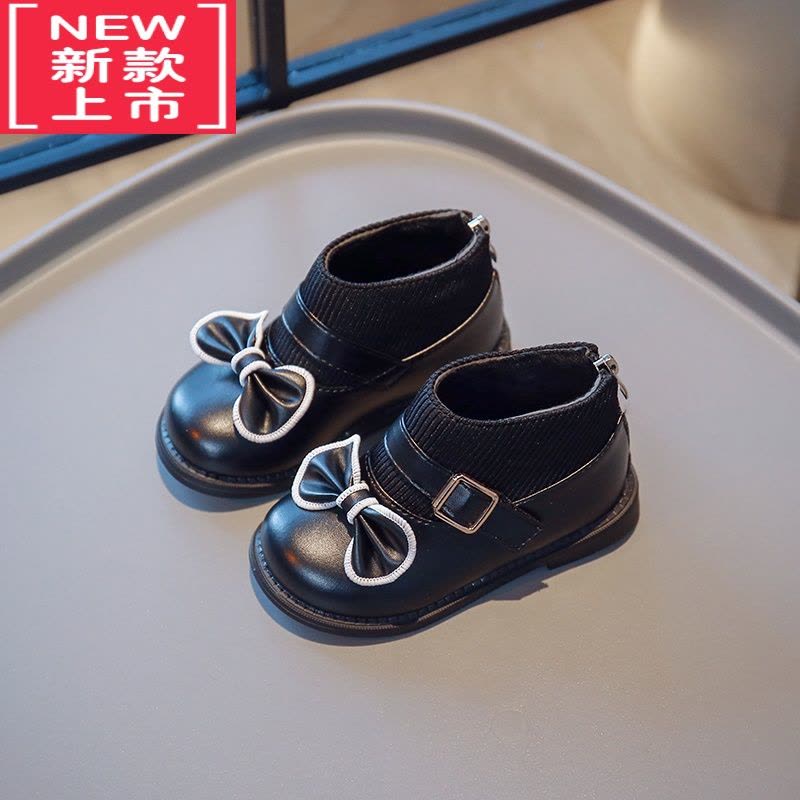 可莉允儿童靴子女2022年冬季新款加绒二棉靴子女童蝴蝶结平底公主短靴潮图片