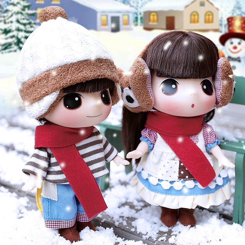 冬己情侣娃娃女孩公主洋娃娃可爱萌娃娃玩偶公仔送女友生日礼品FDE1912(英伦情侣装)