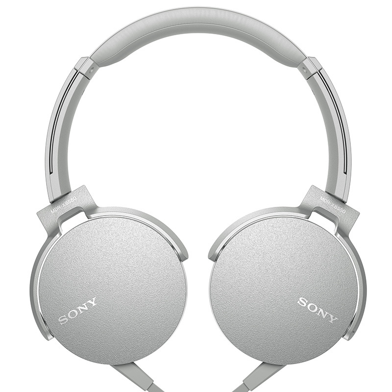 索尼(SONY)MDR-XB550AP 重低音立体声免提通话耳机 头戴式 灰白色