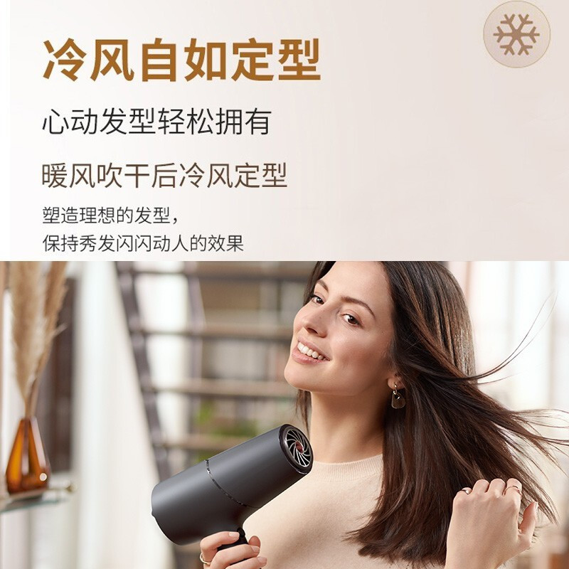 飞利浦(PHILIPS)电吹风机家用 2200瓦大功率 恒温速干负离子护发吹风筒 BHD504磨砂黑