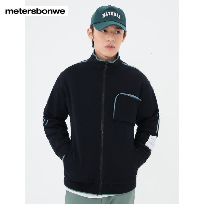 1件5折价200美特斯邦威夹克男秋季运动宽松上衣立领美式工装针织外套