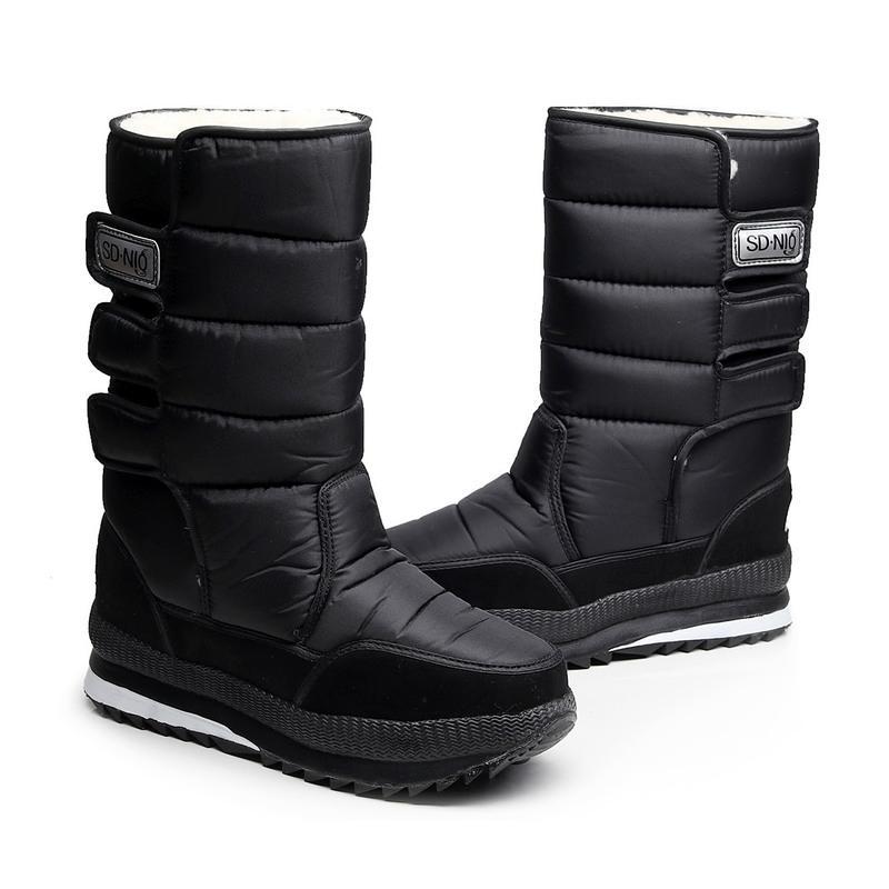 东北棉鞋男冬季加绒加厚雪地靴男防水男士长筒靴高帮雪地棉男鞋黑色37
