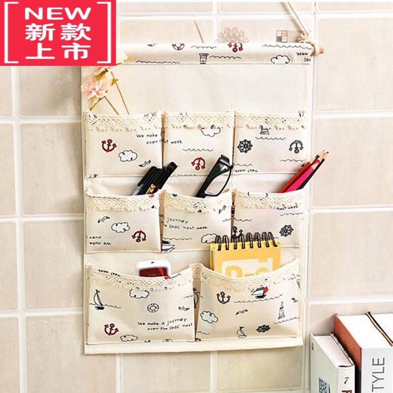 可莉允悬挂北欧布艺墙面门后防水收纳袋整理袋客厅厨房卫生间 手机挂袋图片