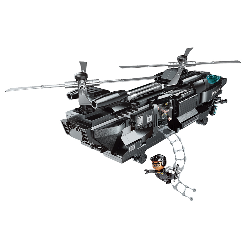 启蒙积木兼容乐高警察系列1928飞鹰阻击行动男孩儿童拼装玩具利齿