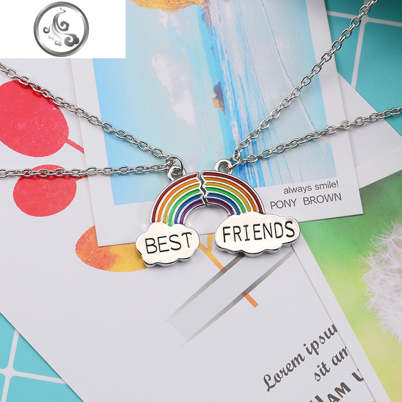 男女学生姐妹闺蜜友谊彩虹拼接情侣项链一对便宜生日二人款 JiMi高清大图