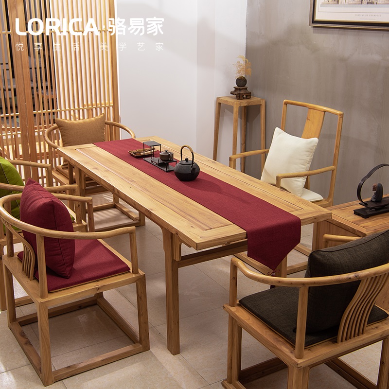 家柏饰(CORATED)新中式桌旗禅意色棉麻茶几餐桌布日式长条北欧现代简约五斗柜布 平织-白色 33*390cm高清大图