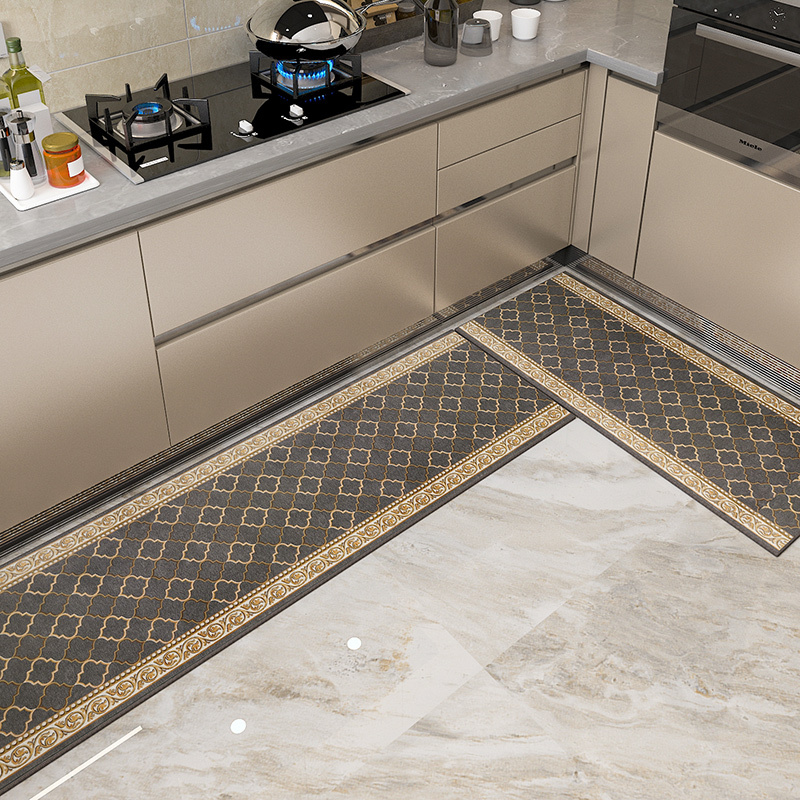 幸福派多尼尔厨房地垫轻奢中式吸水吸油地毯厨垫满铺防水耐脏厨房脚