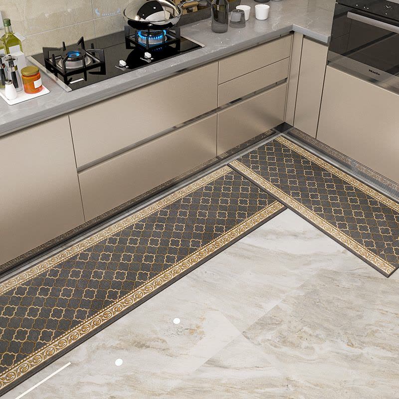 幸福派 多尼尔厨房地垫轻奢中式吸水吸油地毯厨垫满铺防水耐脏厨房脚垫子定制图片
