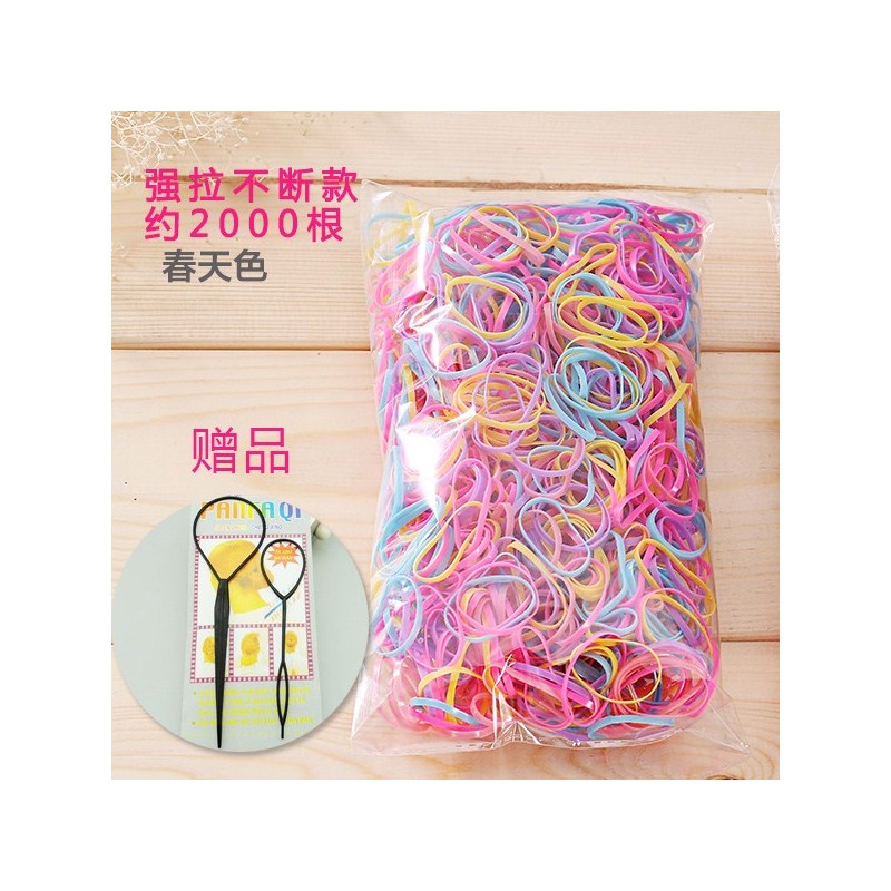钰。儿童高弹力不伤发一次性橡皮筋发绳彩色女童扎头发皮圈发圈饰|黑色强拉不断(大圈)