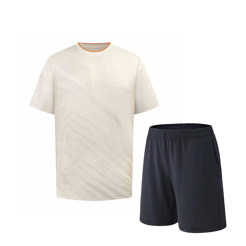 虔羽 速干短袖套装羽毛球服X01 乳白 L