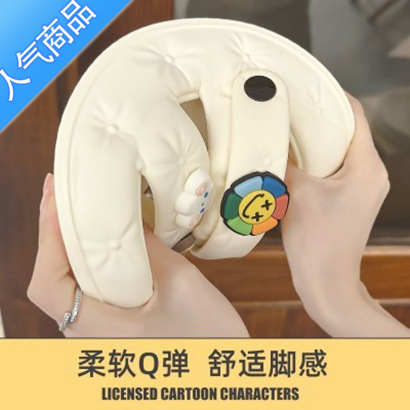 SUNTEK凉拖鞋女夏季外穿厚底防滑软底时尚卡通可爱居家拖鞋沙滩两穿凉鞋高清大图