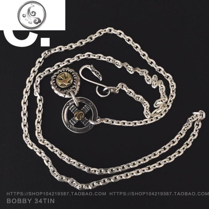 925纯银太角链高桥配链泰银做旧圆盘鹰挂钩十字链男女长项链 JiMi高清大图