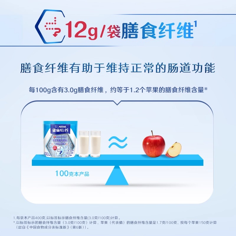 雀巢怡养中老年高钙成人奶粉400g*2袋膳食纤维高清大图