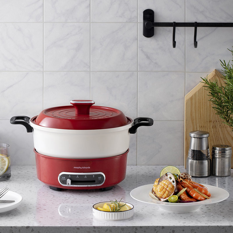 摩飞电器(MORPHY RICHARDS)多功能料理锅3L MR9087红色高清大图