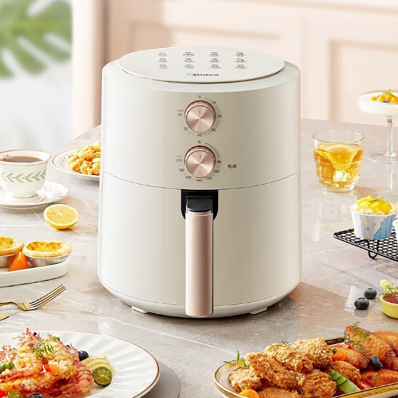 美的(Midea)空气炸锅KZE5004全自动实用大容量家用空气炸锅上下双热源透明可视免翻面电炸锅烤箱早餐机 5L