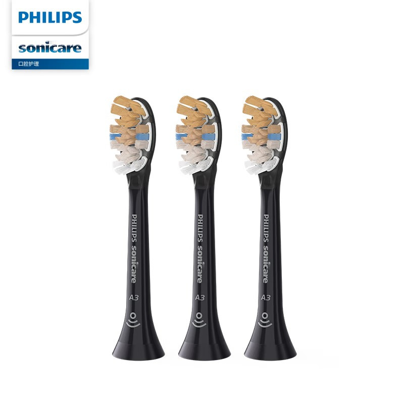 飞利浦(PHILIPS) 电动牙刷刷头 尊享三合一型刷头 HX9093/96 3支装 黑色 适用于钻石9系AI系列高清大图