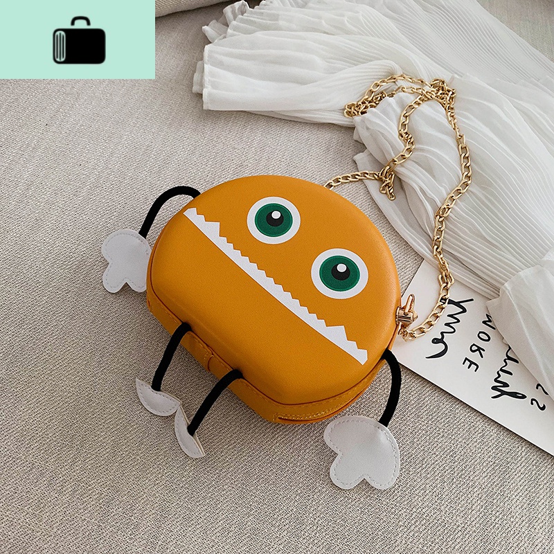 夏季可爱流行斜挎包网红质感包包女包新款2020时尚休闲链条小圆包NEWLAKE 黄色