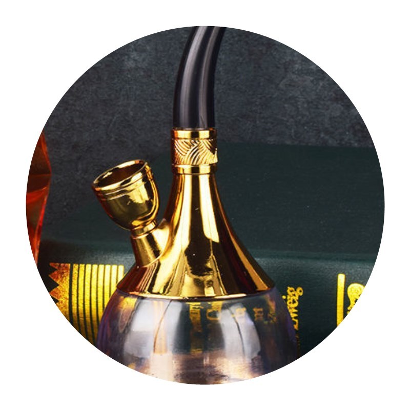 802金色两用型不带软管水烟斗便携式高档三用型水烟壶循环水烟斗过滤