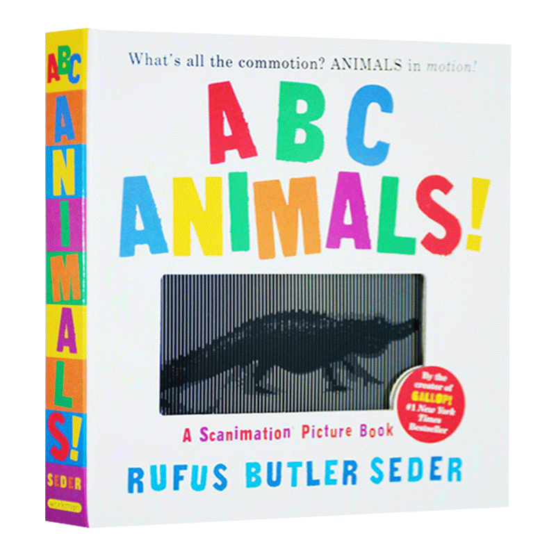 [醉染正版]光与影视觉动物ABC动画书 英文原版 ABC Animals A Scanimation Picture高清大图
