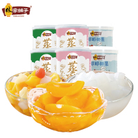 [林家铺子旗舰店]冰糖黄桃椰果什锦组合200g*6罐水果罐头进口品质